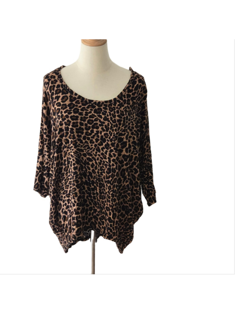Fashion to Figure Women's Animal Leopard Print Brown Black Tunic Top Plus Sz 2X